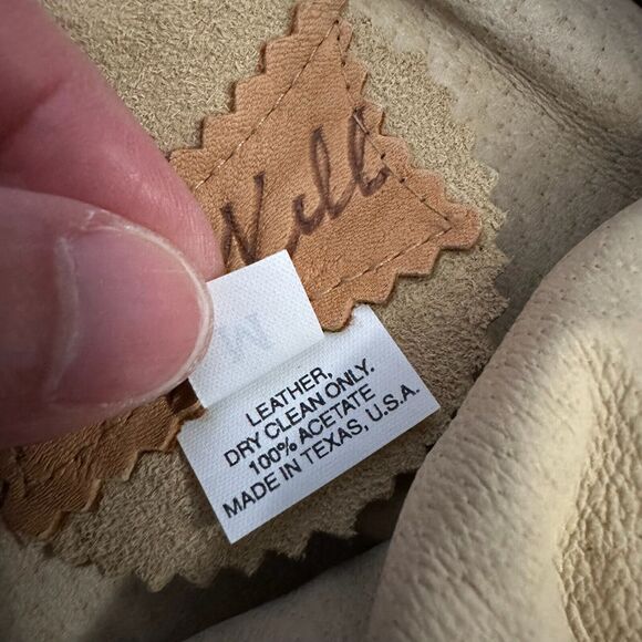 RICKY NELL Skirt Tan Leather Elastic Waist A-Line Fringed Cowgirl NWOT - Picture 6 of 8